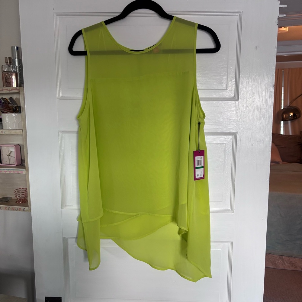 NWT Vince Camuto Asymmetrical Sheer Blouse